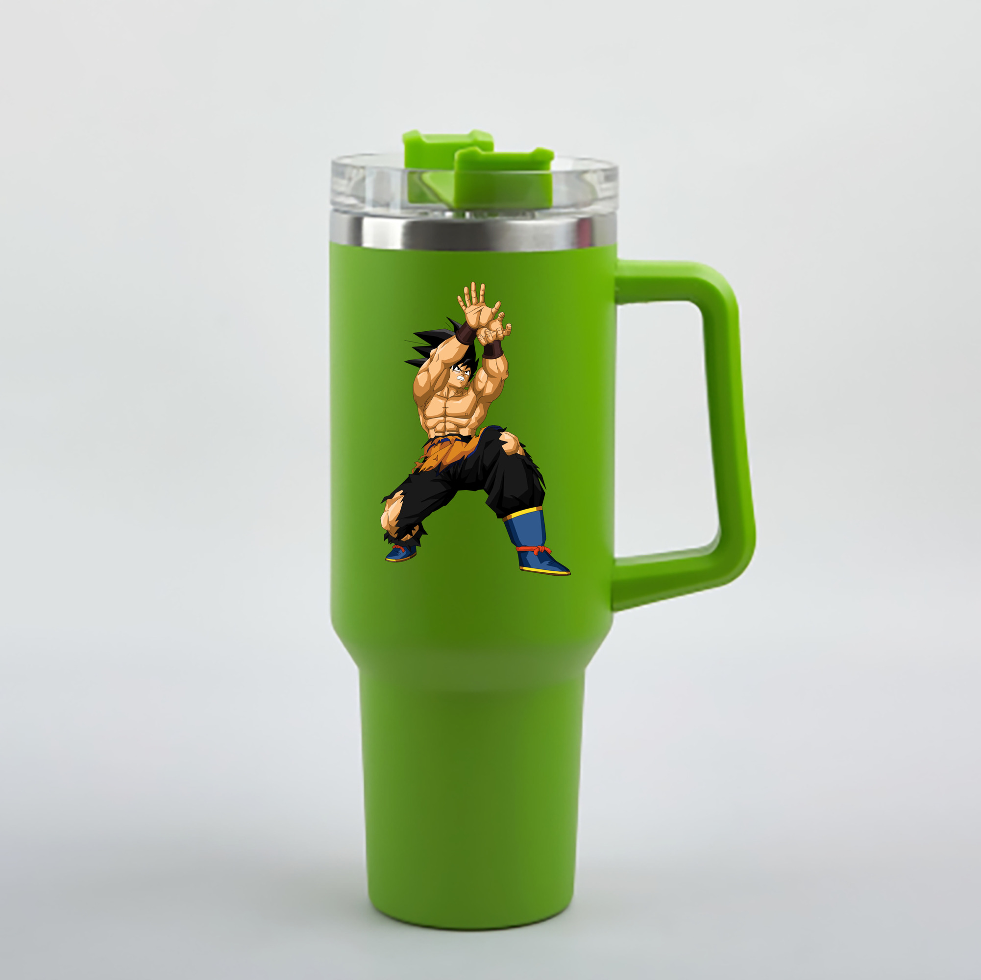 （画像用） ドラゴンボール 孫悟空（そん ごくう）Son Goku カカロット DRAGON BALL Kakarotto 1200mL車用タンブラー - クリスタルステッカー（プラスチックストロー付き）